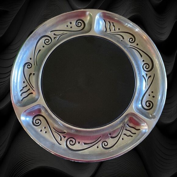 Lenox Spyro Metal Cheese and Cracker Marble Plate - Picture 2 of 9